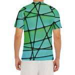 Teal Stained Glass Mosaic Print Men's Short Sleeve Rash Guard