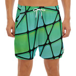 Teal Stained Glass Mosaic Print Men's Split Running Shorts