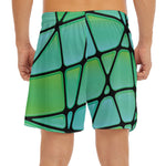 Teal Stained Glass Mosaic Print Men's Split Running Shorts