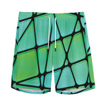 Teal Stained Glass Mosaic Print Men's Sports Shorts