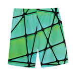 Teal Stained Glass Mosaic Print Men's Sports Shorts