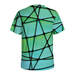 Teal Stained Glass Mosaic Print Men's Sports T-Shirt