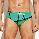 Teal Stained Glass Mosaic Print Men's Swim Briefs