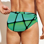 Teal Stained Glass Mosaic Print Men's Swim Briefs