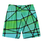 Teal Stained Glass Mosaic Print Men's Swim Trunks