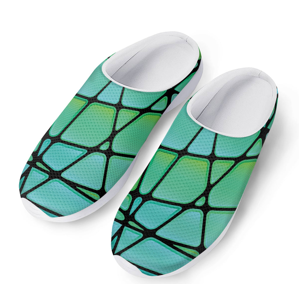 Teal Stained Glass Mosaic Print Mesh Casual Shoes