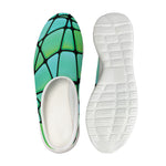 Teal Stained Glass Mosaic Print Mesh Casual Shoes