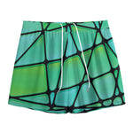 Teal Stained Glass Mosaic Print Mesh Shorts