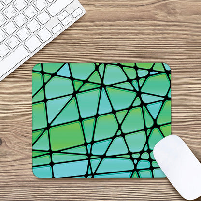 Teal Stained Glass Mosaic Print Mouse Pad