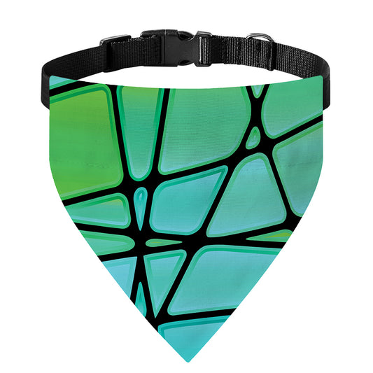 Teal Stained Glass Mosaic Print Over The Collar Dog Bandana
