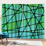 Teal Stained Glass Mosaic Print Pencil Pleat Curtains