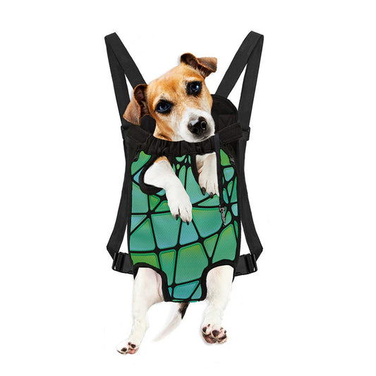 Teal Stained Glass Mosaic Print Pet Carrier Backpack