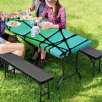 Teal Stained Glass Mosaic Print Picnic Table Cover