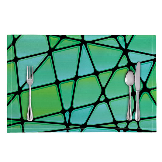 Teal Stained Glass Mosaic Print Placemat