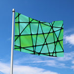 Teal Stained Glass Mosaic Print Polyester Flag