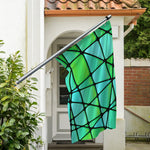 Teal Stained Glass Mosaic Print Polyester Flag