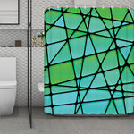 Teal Stained Glass Mosaic Print Polyester Shower Curtain