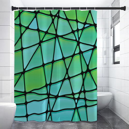 Teal Stained Glass Mosaic Print Premium Shower Curtain