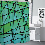 Teal Stained Glass Mosaic Print Premium Shower Curtain