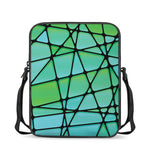 Teal Stained Glass Mosaic Print Rectangular Crossbody Bag