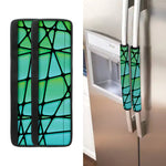 Teal Stained Glass Mosaic Print Refrigerator Handle Covers
