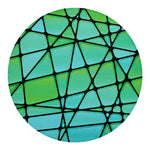 Teal Stained Glass Mosaic Print Round Blanket