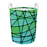 Teal Stained Glass Mosaic Print Round Laundry Basket