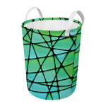 Teal Stained Glass Mosaic Print Round Laundry Basket