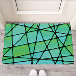 Teal Stained Glass Mosaic Print Rubber Doormat