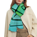 Teal Stained Glass Mosaic Print Scarf