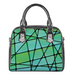 Teal Stained Glass Mosaic Print Shoulder Handbag