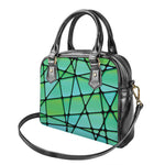 Teal Stained Glass Mosaic Print Shoulder Handbag