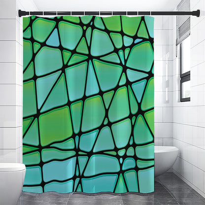 Teal Stained Glass Mosaic Print Shower Curtain