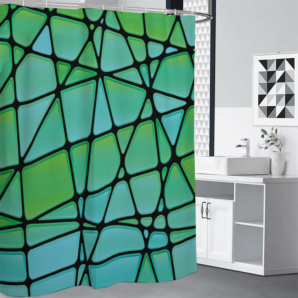 Teal Stained Glass Mosaic Print Shower Curtain