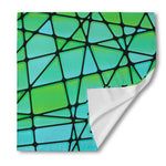 Teal Stained Glass Mosaic Print Silk Bandana