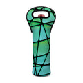 Teal Stained Glass Mosaic Print Single Neoprene Wine Tote
