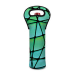 Teal Stained Glass Mosaic Print Single Neoprene Wine Tote
