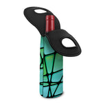 Teal Stained Glass Mosaic Print Single Neoprene Wine Tote