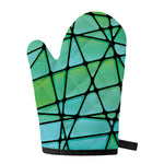 Teal Stained Glass Mosaic Print Single Oven Mitt