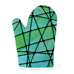 Teal Stained Glass Mosaic Print Single Oven Mitt