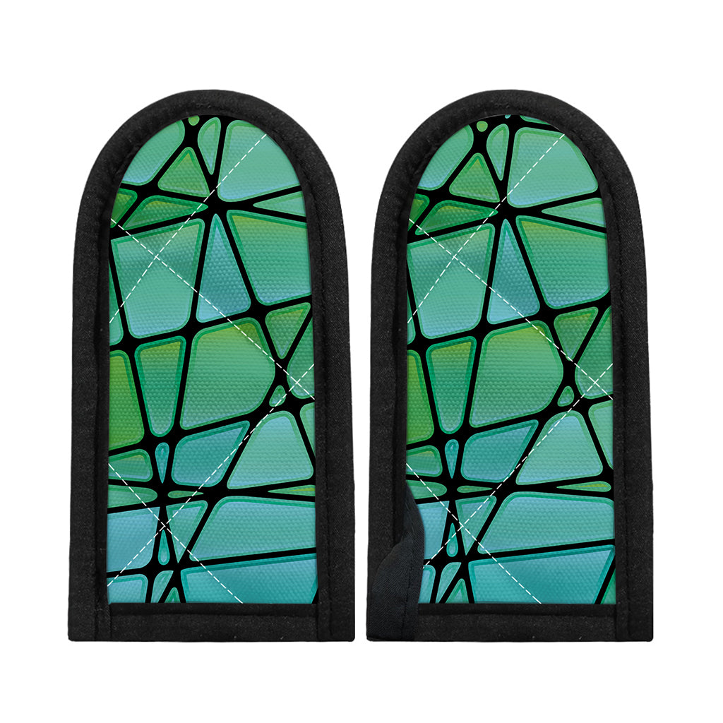 Teal Stained Glass Mosaic Print Skillet Handle Cover