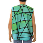 Teal Stained Glass Mosaic Print Sleeveless Baseball Jersey
