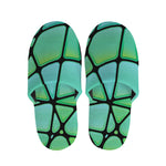 Teal Stained Glass Mosaic Print Slippers