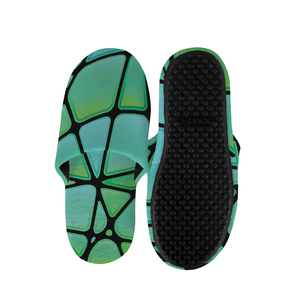 Teal Stained Glass Mosaic Print Slippers
