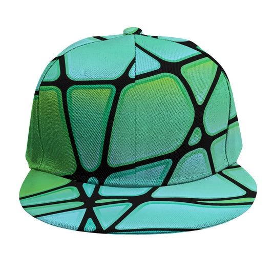 Teal Stained Glass Mosaic Print Snapback Cap