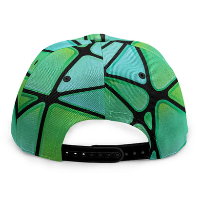 Teal Stained Glass Mosaic Print Snapback Cap