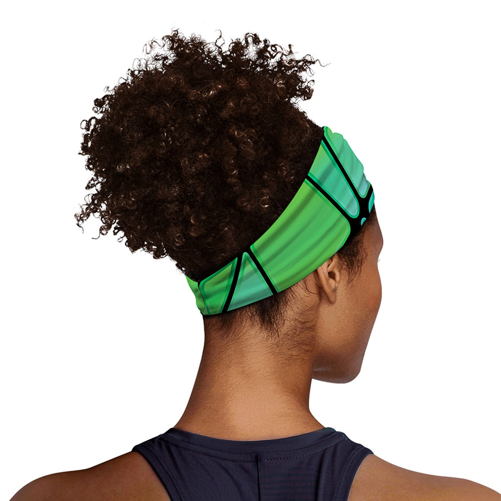 Teal Stained Glass Mosaic Print Sports Headband