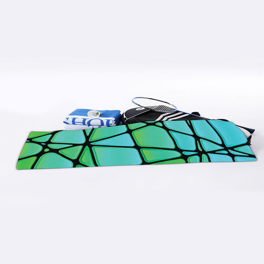 Teal Stained Glass Mosaic Print Sports Towel