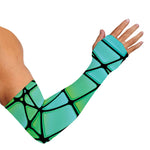 Teal Stained Glass Mosaic Print Sun Protection Arm Sleeves