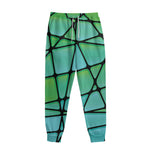 Teal Stained Glass Mosaic Print Sweatpants